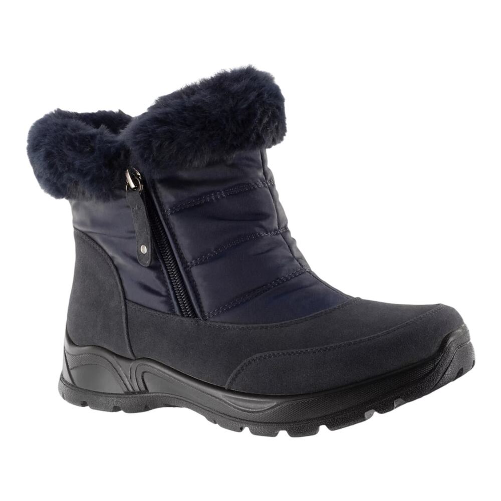 Easy Street Women's Frosty Waterproof Faux Fur Lined Booties Navy Size 7